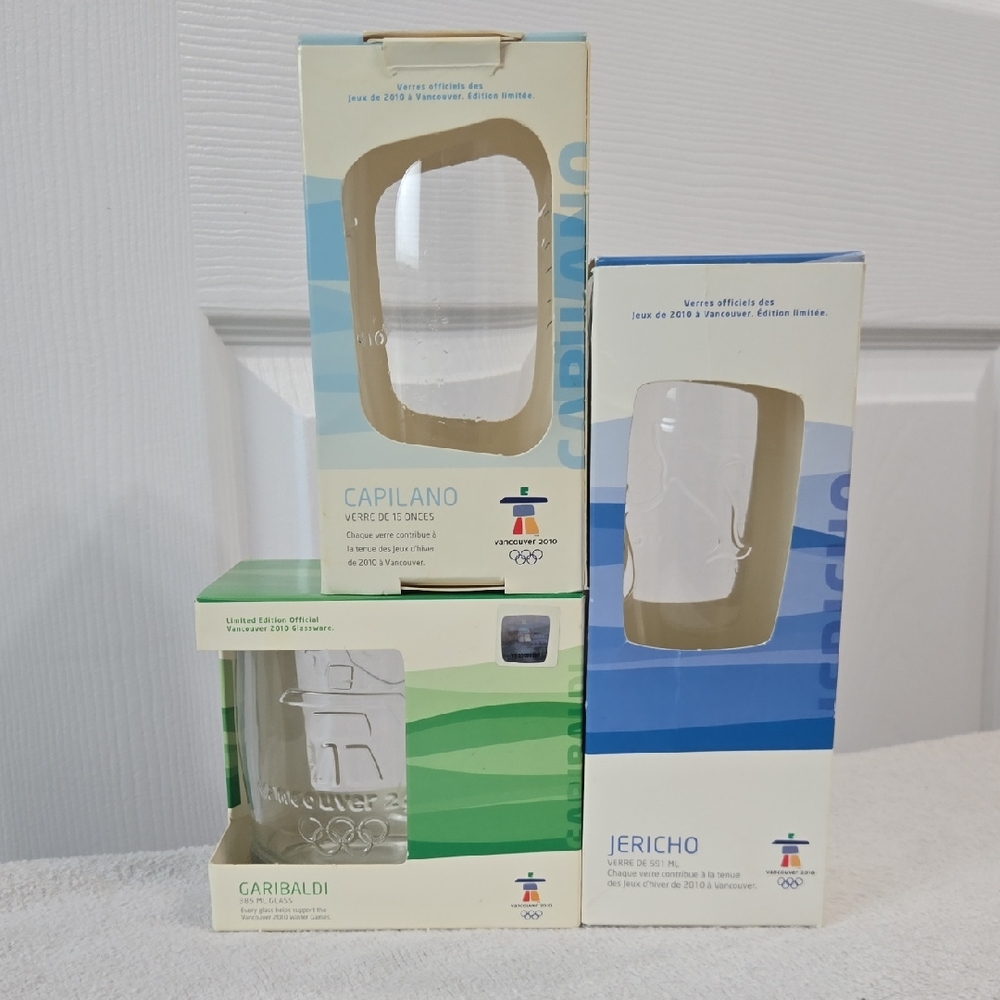 Vancouver 2010 Olympics Official Glassware - Set of 3 (Capilano, Jericho, Gariba